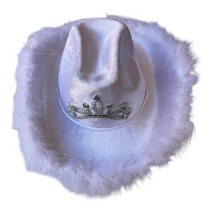 Music Festival light up Cowboy Hat with Rhinestone Tiara and Feather trim